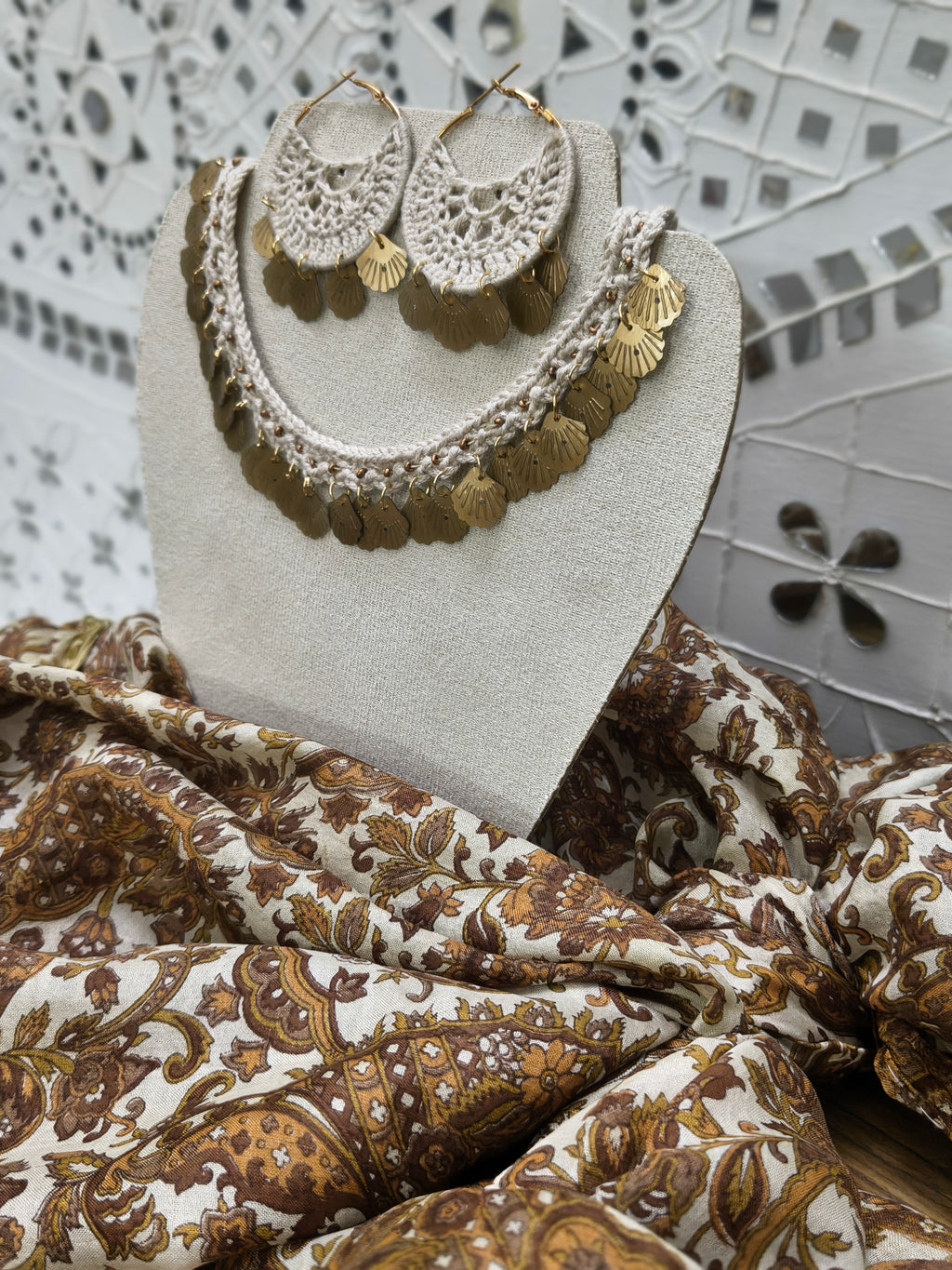 Crochet necklace set India elegant and minimal design