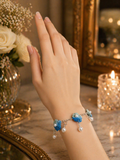 Blue Crochet Charm Bracelet with Pearl Details