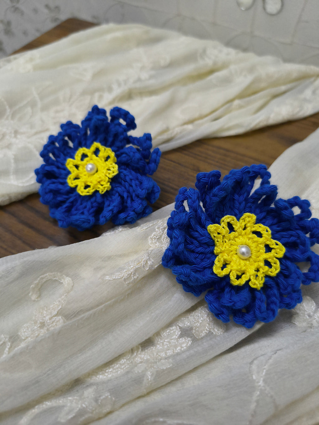 Blossom Pop crochet earrings colorful floral design