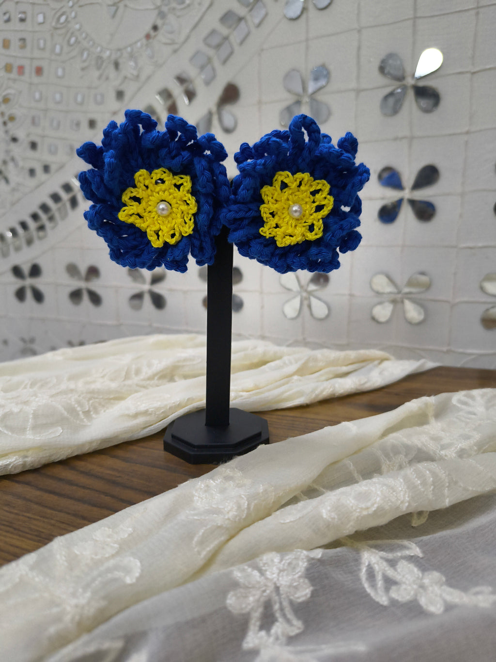 Crochet earrings India blossom pop lightweight crochet studs