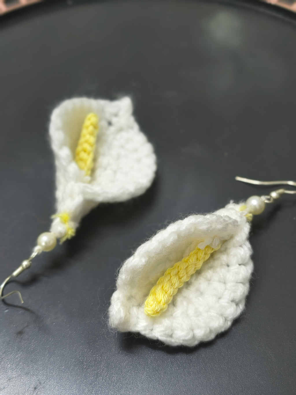 White crochet earrings lightweight and elegant
