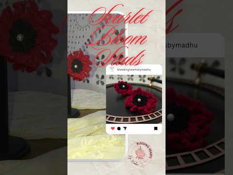 Red floral crochet stud earrings lightweight for everyday wear