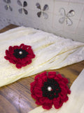Scarlet Bloom crochet stud earrings handmade floral design