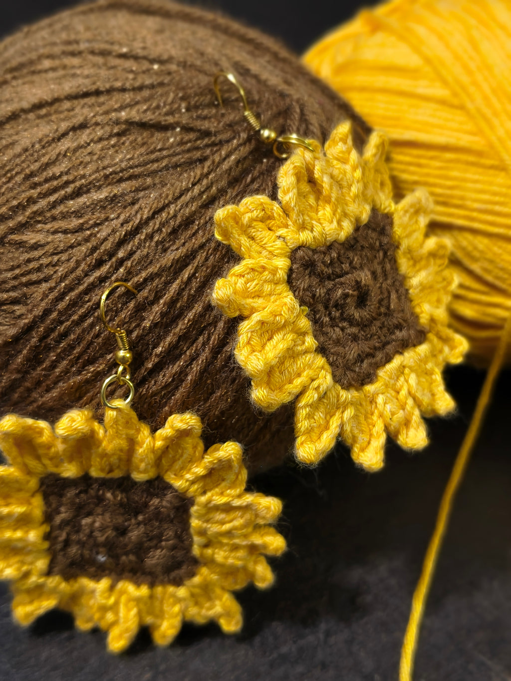 Sunspell Bloom crochet earrings sunflower inspired design